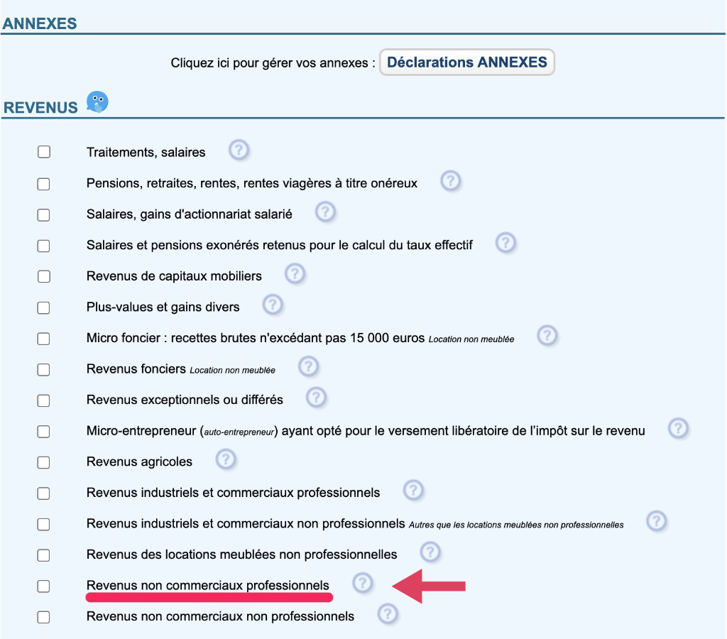 copie d'écran du site des impôts