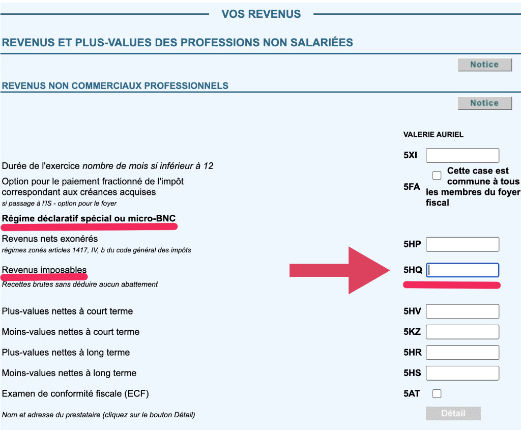 copie d'écran du site des impôts