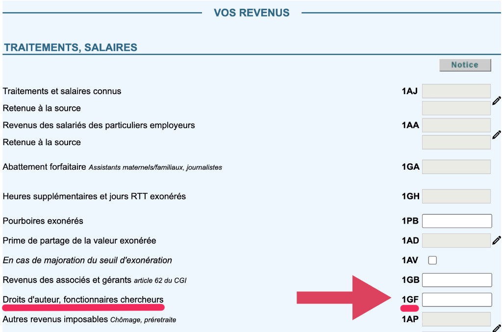 copie d'écran du site des impôts