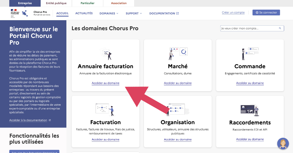 site chorus pro : première étape pour trouver l'annuaire de la facturation électronique