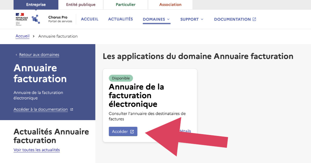 ite chorus pro : deuxième étape pour trouver l'annuaire de la facturation électronique