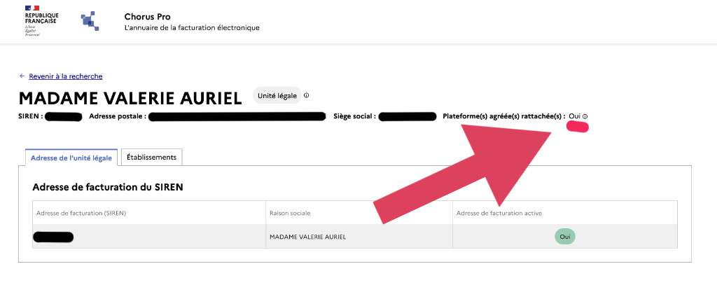 site chorus pro : consultation de votre fiche sur l'annuaire de la facturation électronique